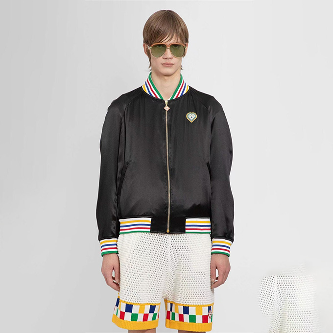 casablanca heart emblem silk bomber jacket